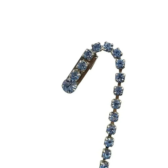 Blue Glass Rhinestone Silver Tone Vintage Sweater Clip Set of Two - Picture 2 of 5
